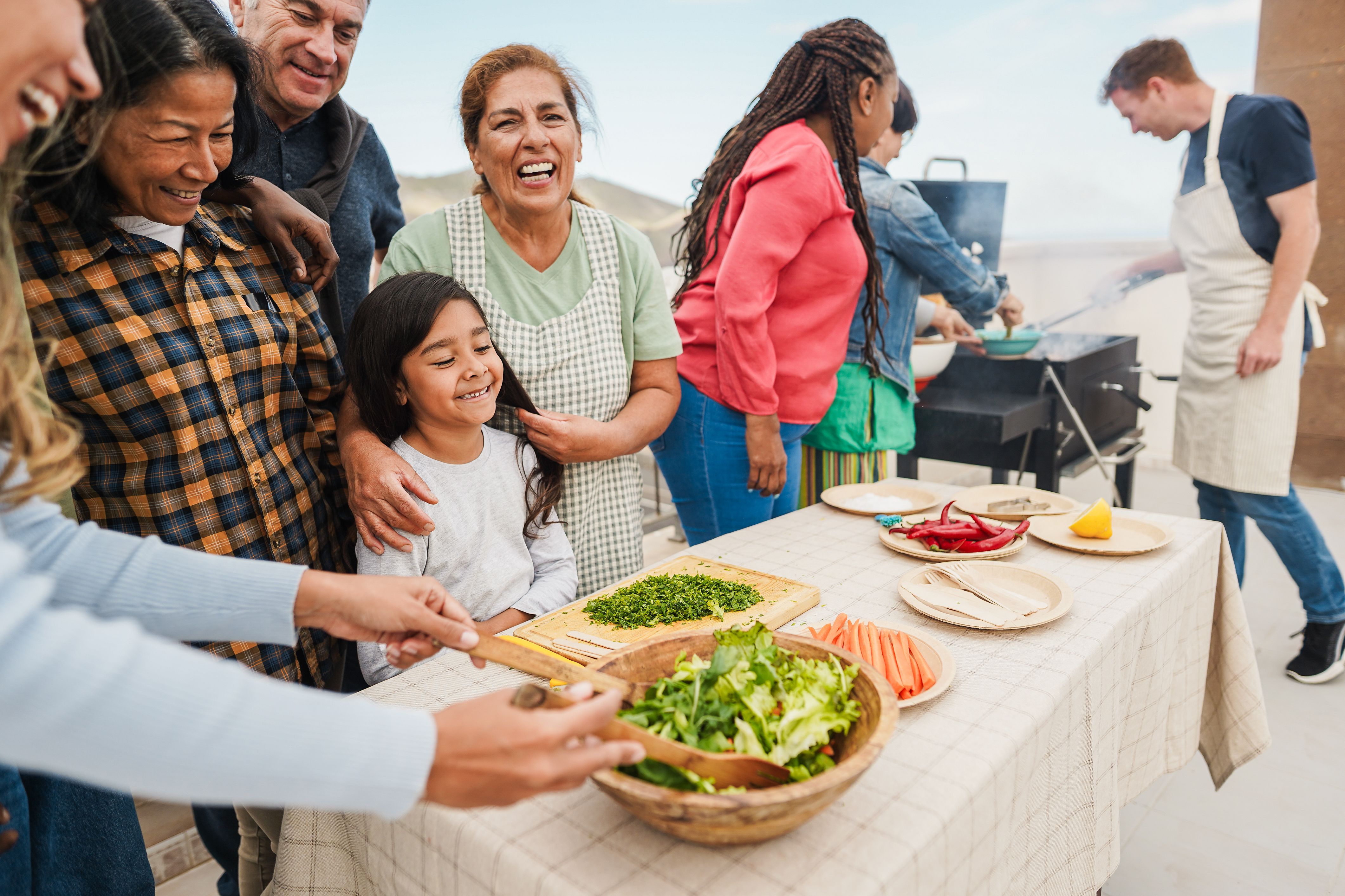 family preparing food